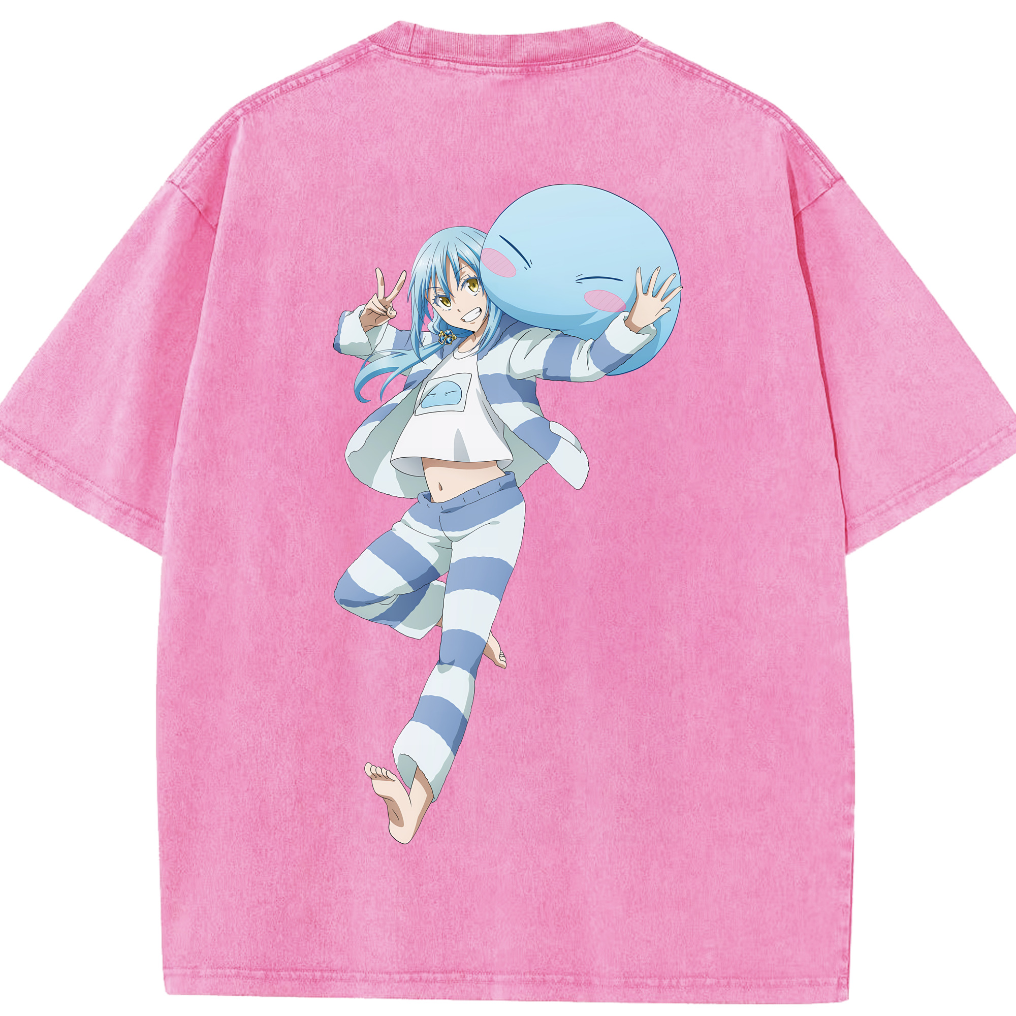 （画像用） 転スラ Regarding Reincarnated to Slime 綿100% ヴィンテージ風 半袖Tシャツ（背面プリント）